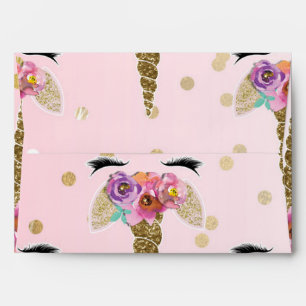 Enveloppe Licorne Fleurie Strass Rose & Or Anniversaire