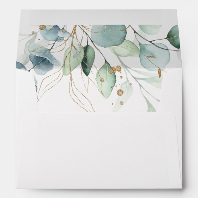 Enveloppe liée à l'eucalyptus avec adresse de reto (Dos (Bas))