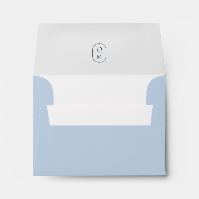 Enveloppe Light Blue | Chic Minimalist Monogram Wedding RSVP (Dos (Bas))