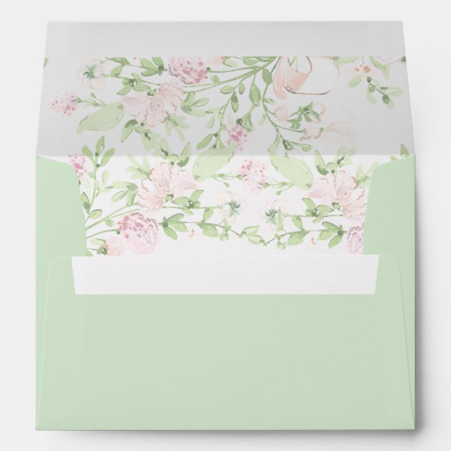 Enveloppe Light Green Watercolor Wedding Envelope (Dos (Bas))