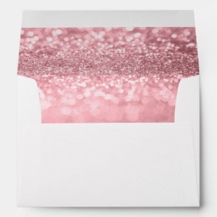 Enveloppe Ligne de bokeh pailleté or rose avec adresse de re