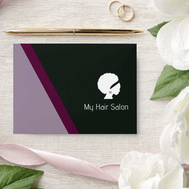 Enveloppe Lignes diagonales violettes sur noir (Wedding)