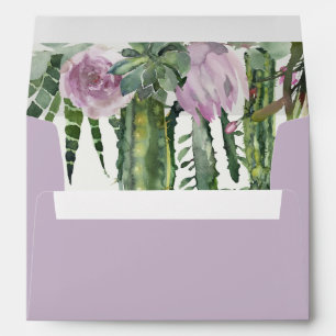 ENVELOPPE LILAC PURPLE DÉSERT FLORAL CACTI ADRESSE FOLIAGE