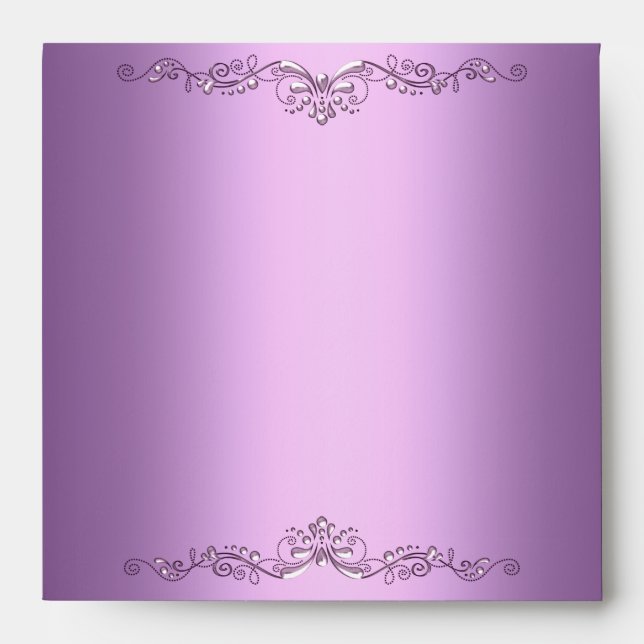 Enveloppe Lilac Purple Rose Argent Orné Élégant (Devant)