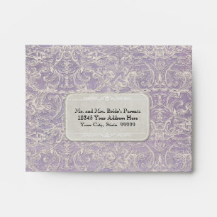 Enveloppe Lilac Vintage français Régence Lace Mariage dressé