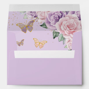 Enveloppe Lilas Pourpre Rose Pâle Floral Quinceañera Sweet 1