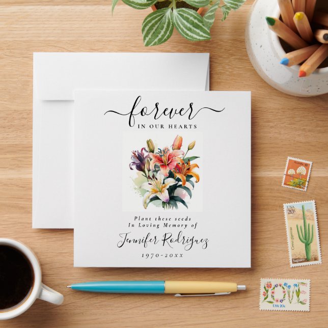 Enveloppe Lilies Floral Plante Seed Packet Memorial Funeral (Desk)