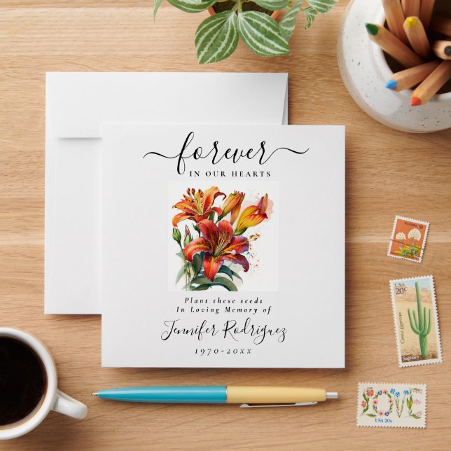 Enveloppe Lilies Floral Plante Seed Packet Memorial Funeral (Desk)