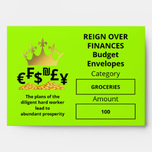 Enveloppe LIME GREEN budget chrétien personnalisé argent com