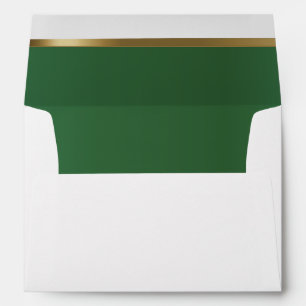 Enveloppe Liner vert foncé et or avec texte de script classi