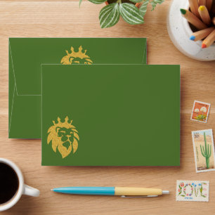Enveloppe Lion avec couronne - Or Style 1 + votre texte