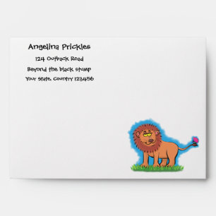 Enveloppe Lion joyeux avec dessin animé de papillon