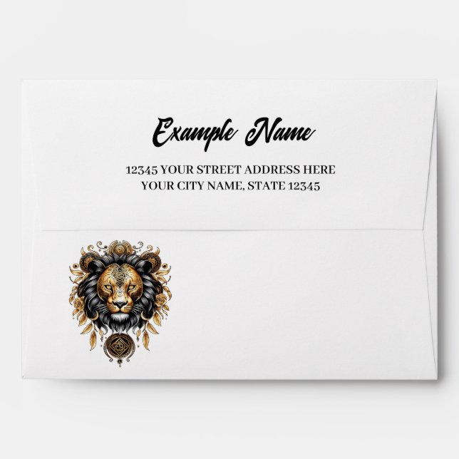 Enveloppe Lion majestueux (Dos (Haut rabat))