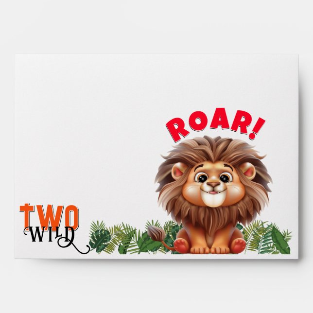 Enveloppe Lion Safari deux fêtes Anniversaires de enfants sa (Devant)
