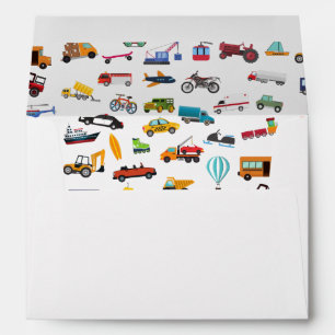 Enveloppe Little Boy Cars Véhicule Motif Enfant Fête d'ann