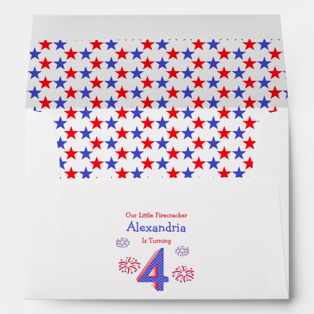 Enveloppe Little Firecracker 4e anniversaire (Dos (Bas))