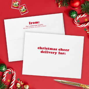 Enveloppe Livraison de Noël rouge moderne Adresse de retour