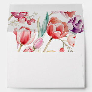 Enveloppe Logo des tulipes d'aquarelle adresse mariage