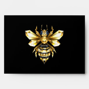 Enveloppe Logo Faux Gold Foil Bee Polygonal sur Noir