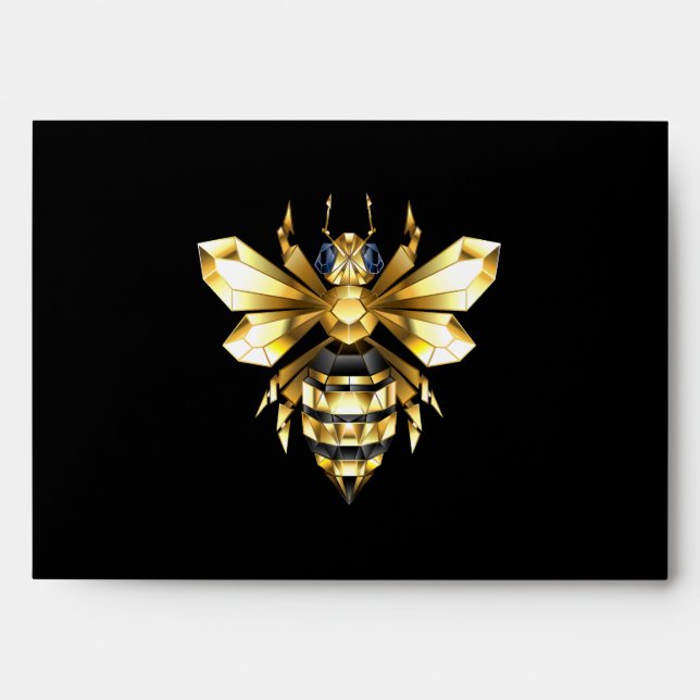 Enveloppe Logo Faux Gold Foil Bee Polygonal sur Noir (Devant)