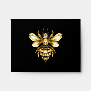 Enveloppe Logo Faux Gold Foil Bee Polygonal sur Noir