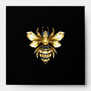 Enveloppe Logo Faux Gold Foil Bee Polygonal sur Noir