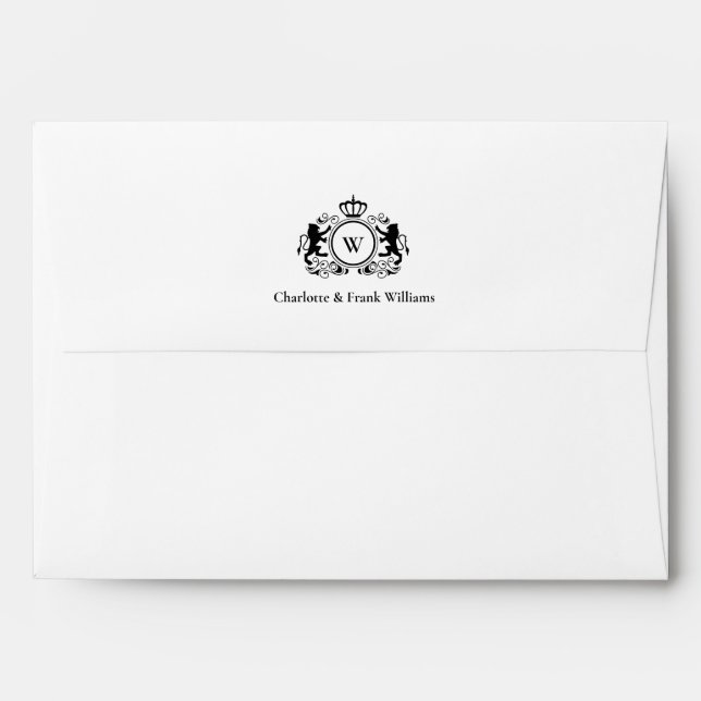 Enveloppe Logo Lion Monogramme Élégant Blanc (Dos (Haut rabat))