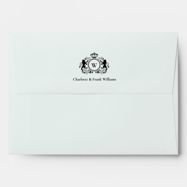 Enveloppe Logo Lion Monogramme Élégant vert clair (Dos (Haut rabat))
