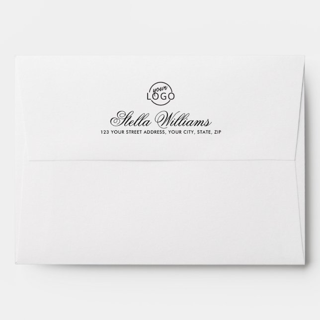 Enveloppe Logo personnalisé, image graphique et script éléga (Dos (Haut rabat))