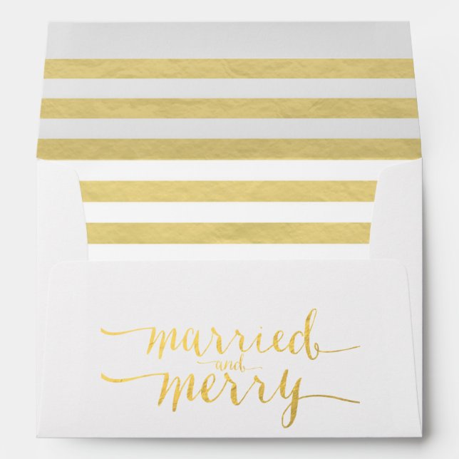 Enveloppe L'or joyeux et a marié l'enveloppe imprimée par (Dos (Bas))