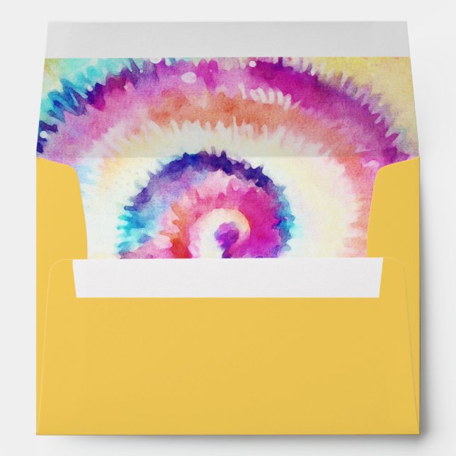 Enveloppe LORI Retro 70's Super Tie Dye Hippie Jaune (Dos (Bas))