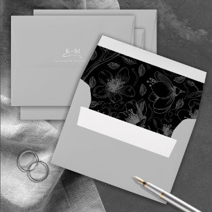Enveloppe Love Calligraphy Mariage Floral Pattern Blk ID940