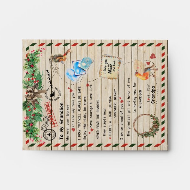 Enveloppe Love Grandson|Lettre À Mon Petit-Fils Je Suis Fièr (Devant)