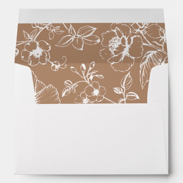 Enveloppe Lumière Taupe Élégante Calligraphie Florale Mariag (Dos (Bas))