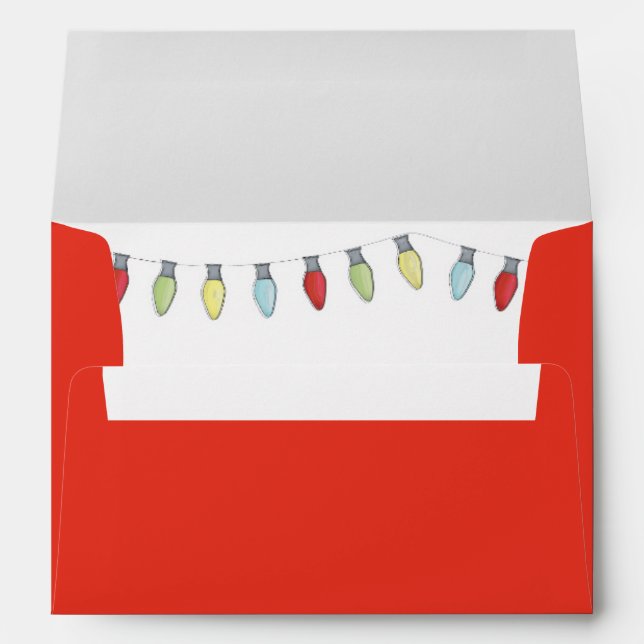 Enveloppe Lumières à cordes de Noël Whimsical 5x7 (Dos (Bas))
