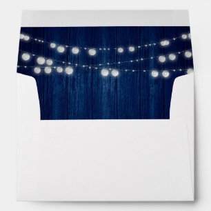 Enveloppe Lumières à cordes en bois rustique bleu marine pou