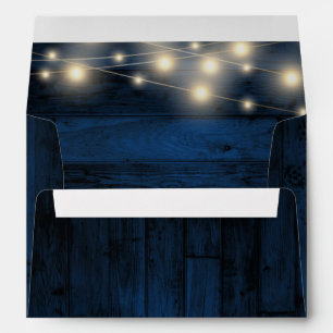 Enveloppe Lumières à cordes et bois bleu rustique