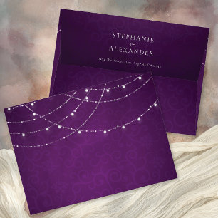 Enveloppe Lumières de chaîne royale violette Mariage damassé