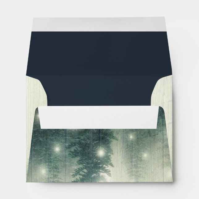 Enveloppe Lumières forestières et grain de bois avec adresse (Dos (Bas))