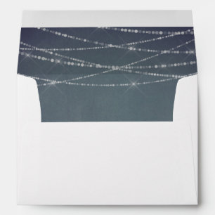 Enveloppe Lumières guirlandes blanches et tableau noir bleu