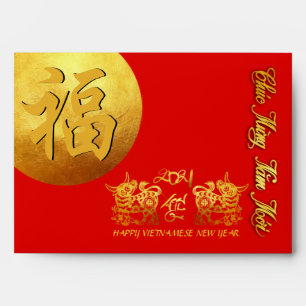 Enveloppe Lunar Vietnamese Ox Nouvel An 2021 LI XI Rouge E