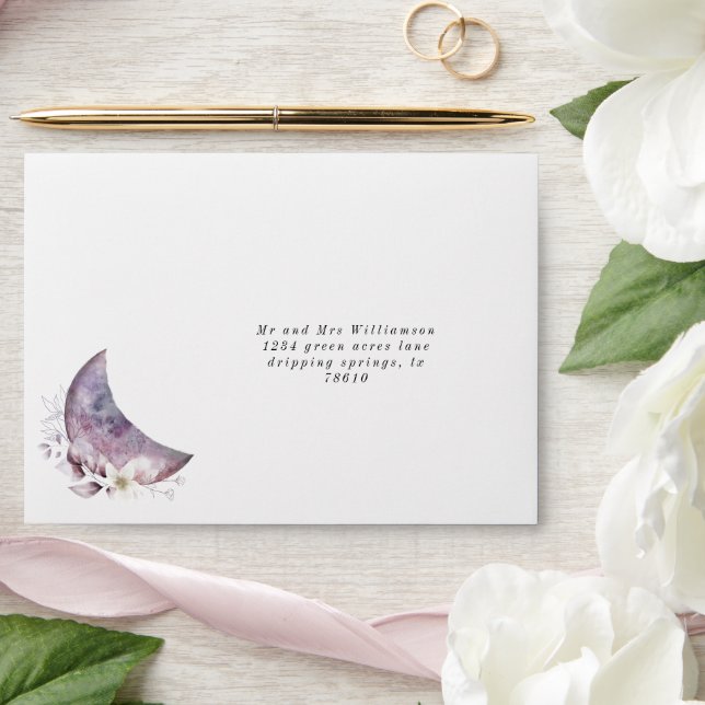 Enveloppe Lune croissante violette Adresse préalable de mari (Wedding)