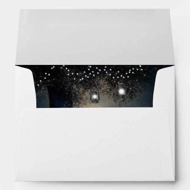 Enveloppe Lune de nuit et lanternes romantiques Mariages (Dos (Bas))
