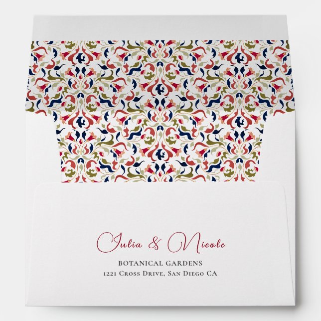 Enveloppe Luxe Artistique Botanique Floral Mariage Paisley (Dos (Bas))