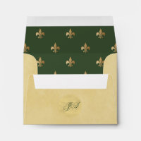 Luxe beige or vert fleur de lis