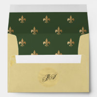 Luxe beige or vert fleur de lis