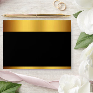 Enveloppe Luxe Black Gold Frontière Mariage Adresse de retou