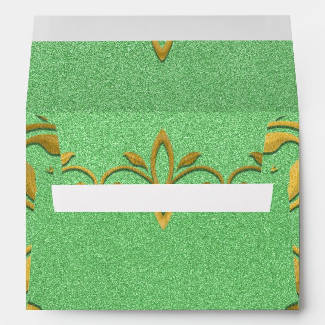 Enveloppe Luxe Classique Élégant Or Et Vert Personnalisé (Dos (Bas))