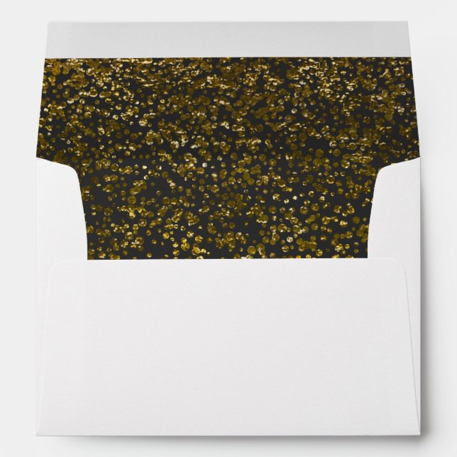 Enveloppe Luxe élégant| Black Gold Confetti Mariage 5x7 (Dos (Bas))