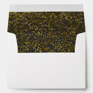 Enveloppe Luxe élégant  Black Gold Confetti Mariage 5x7